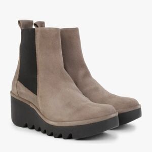 Fly London Bagu Taupe Oil Suede Wedge Chelsea Boots Sz.39 ,8
